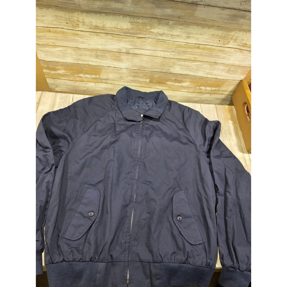 RAF Navy Blue Harrington Jacket Mens XL Full Zip Cotton Blend Bomber Coat